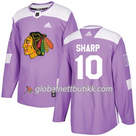 Chicago Blackhawks Hockeydrakt Patrick Sharp 10 2017-2018 Purple Fights Cancer Practice Adidas Authentic - Herre